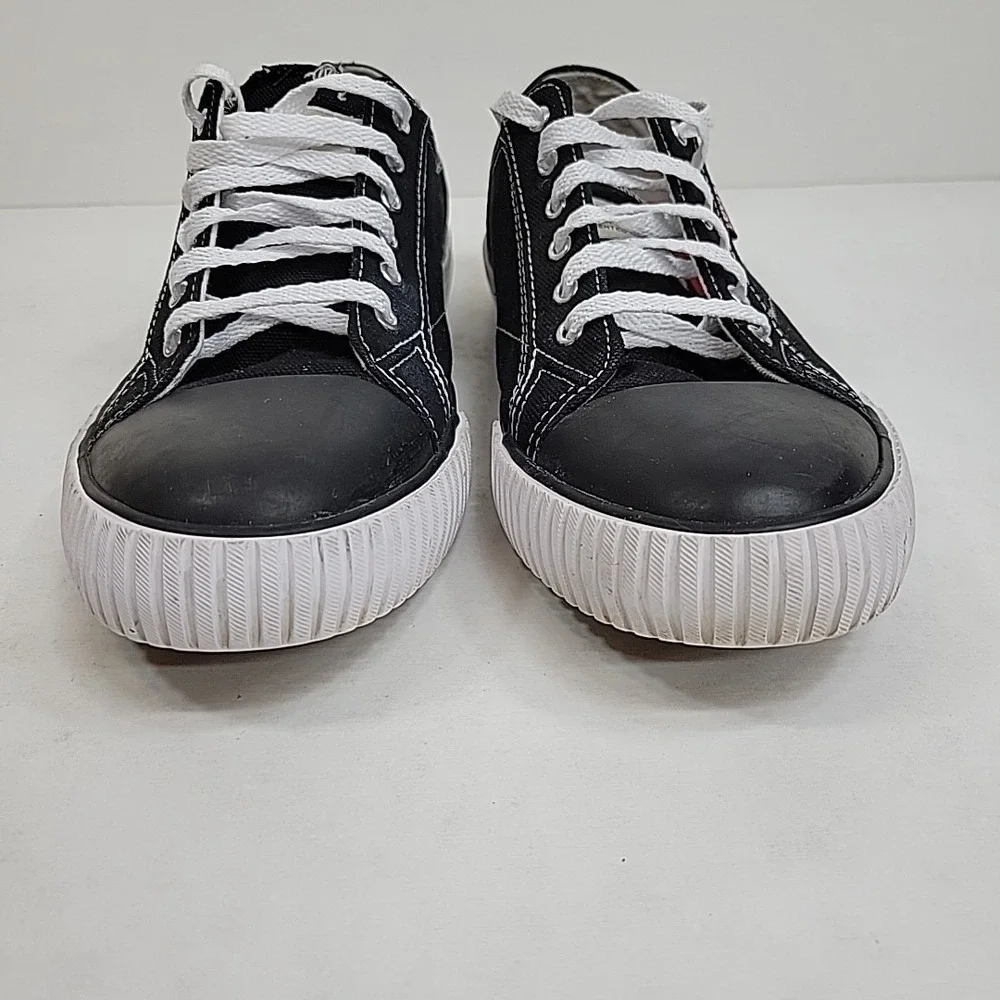 Levis Women's Size 8.5 Logo Sneakers Canvas Low-Top Shoes‎ Black/White
